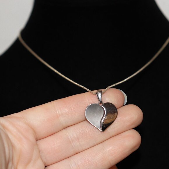 Beautiful silver heart necklace "...It was then that I carried you" 18" - Picture 1 of 7